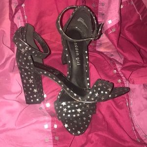 Black with silver star madden girl heels
